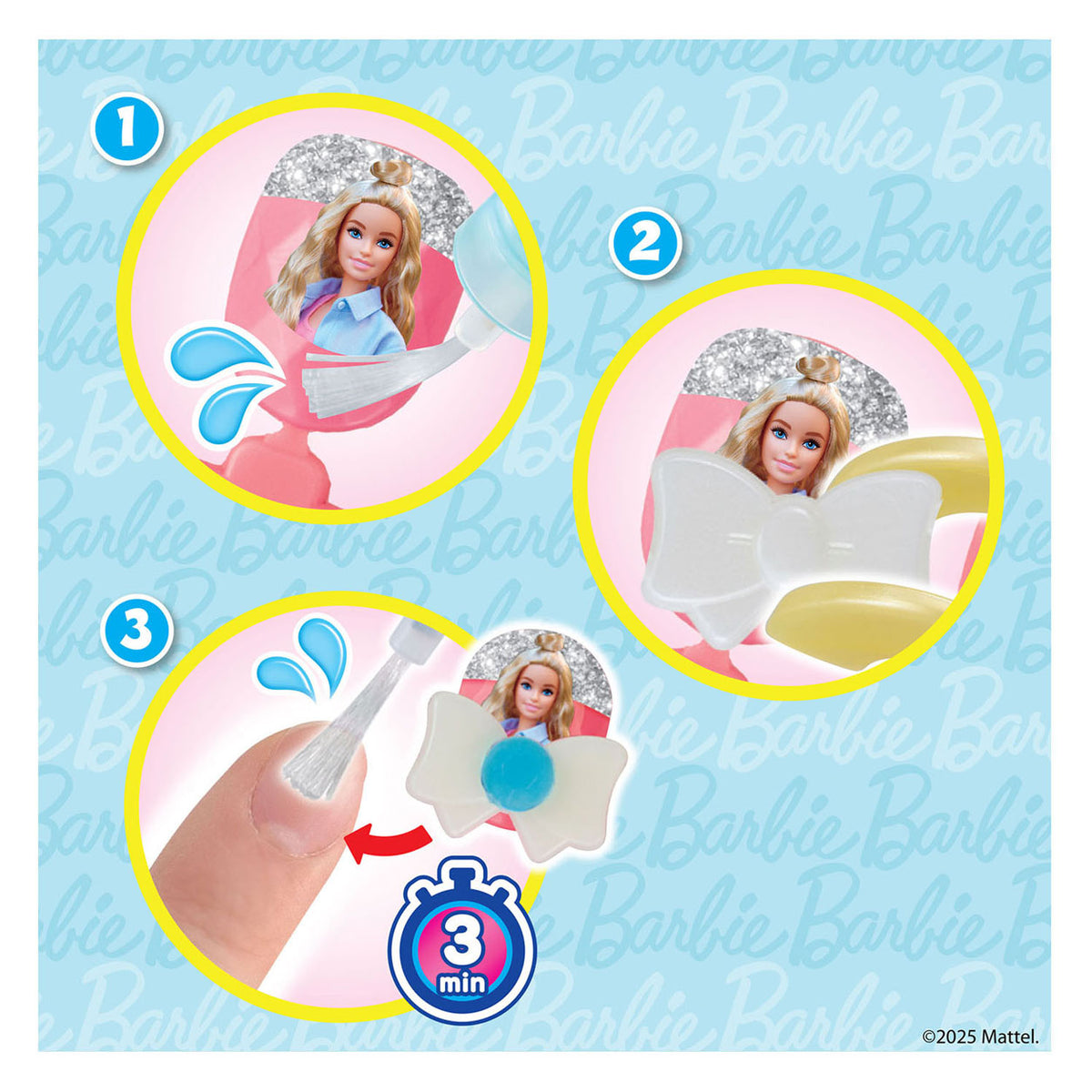 Aquabeads Nagelstudio-Barbie-Designer-Set – mit wiederverwendbaren Nägeln – ohne Nageltrockner – sicher für Kinder – nur Wasser erforderlich