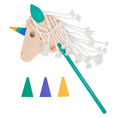 BS Toys Steckenpferd Einhorn aus Holz - 4-tlg.