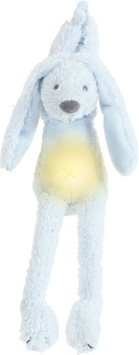 Fröhliches Pferd-Kaninchen-Richie-Nachtlicht mit beruhigenden Geräuschen, 34 cm – Blau – Baby-Geschenk