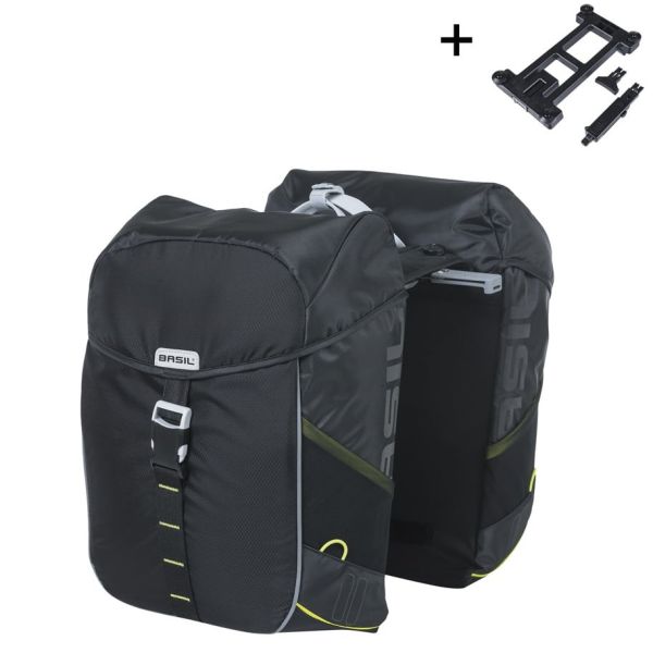 Basilikum Doppelfahrradbeutel Meilen 34 Liter 13 x 26 x 35 cm (2x) schwarzer Kalk