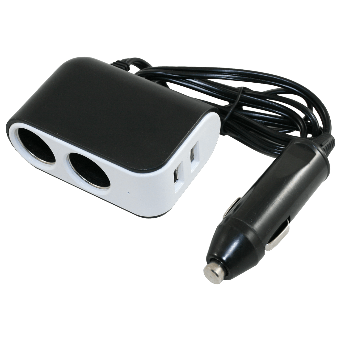 12-V-Standardadapter auf 2x Uni-Buchse und 2x USB-A