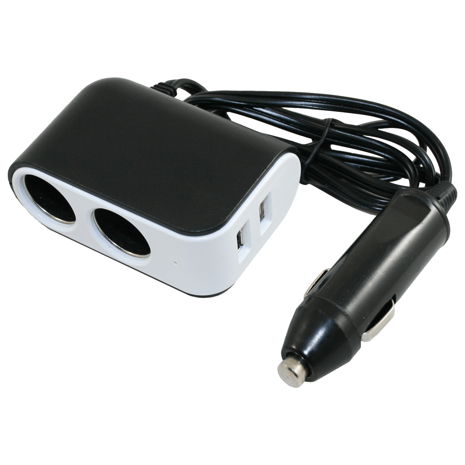 12-V-Standardadapter auf 2x Uni-Buchse und 2x USB-A