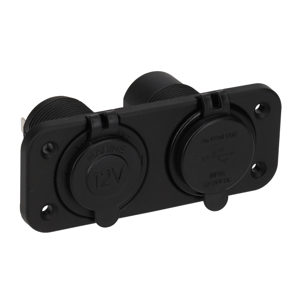 Stromleitung 12-Volt-Uni-Steckdose und USB-A + USB-C-Ladegerät – integriert