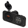 Stromleitungs-Digitalvoltmeter 10–30 V und USB-A + USB-C-Ladegerät – integriert