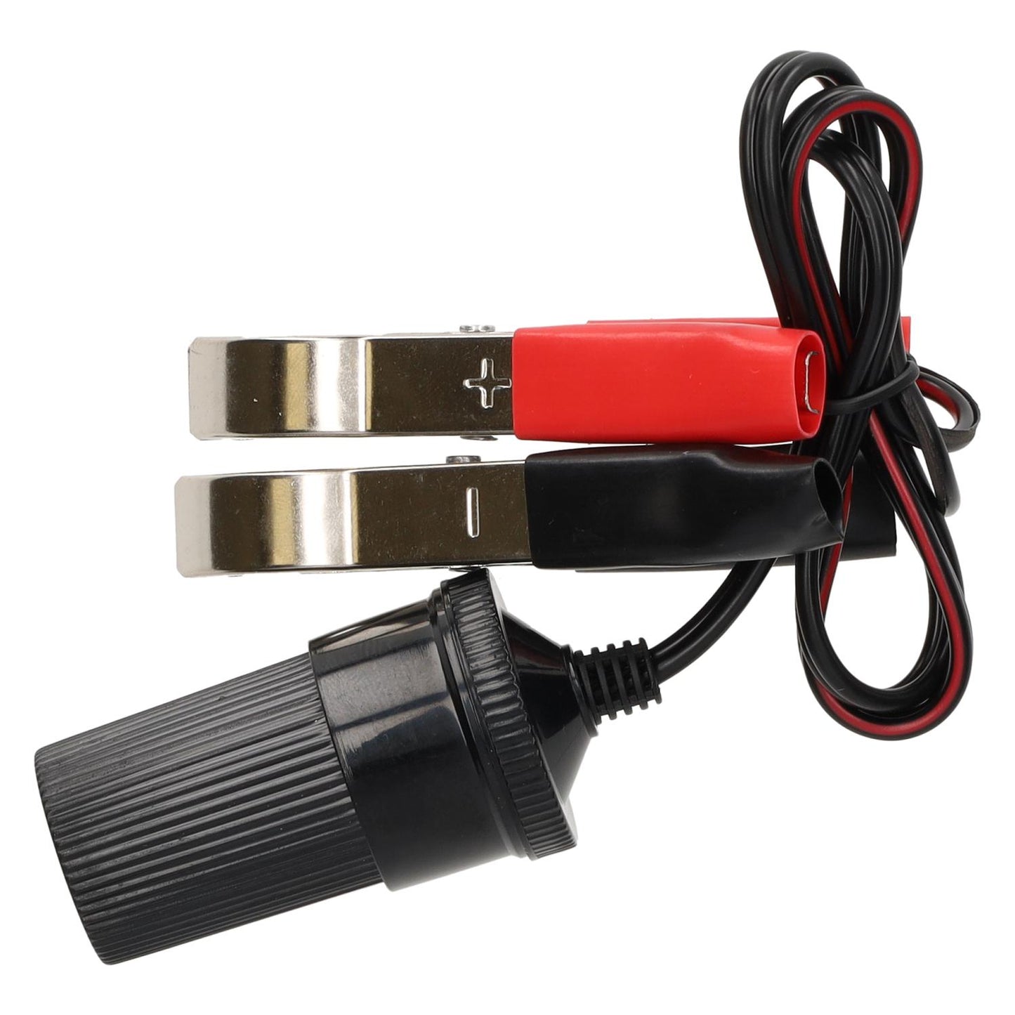 12-Volt-Adapterkabel von Krokodilbacken auf Universalsteckdose