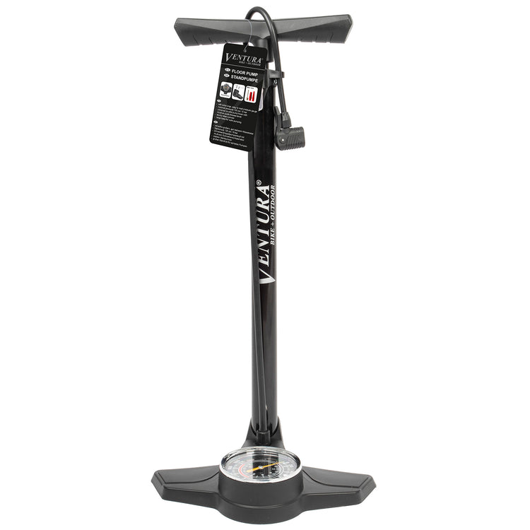 Ventura Hochdruckpumpe 120 psi 8 bar Stahl mit Manometer AV-DV-FV Schwarz
