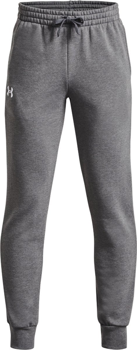 Under Armour UA Rival Fleece Joggers – Graue Jungen-Sporthose – Castlerock Light Heather – Weiß