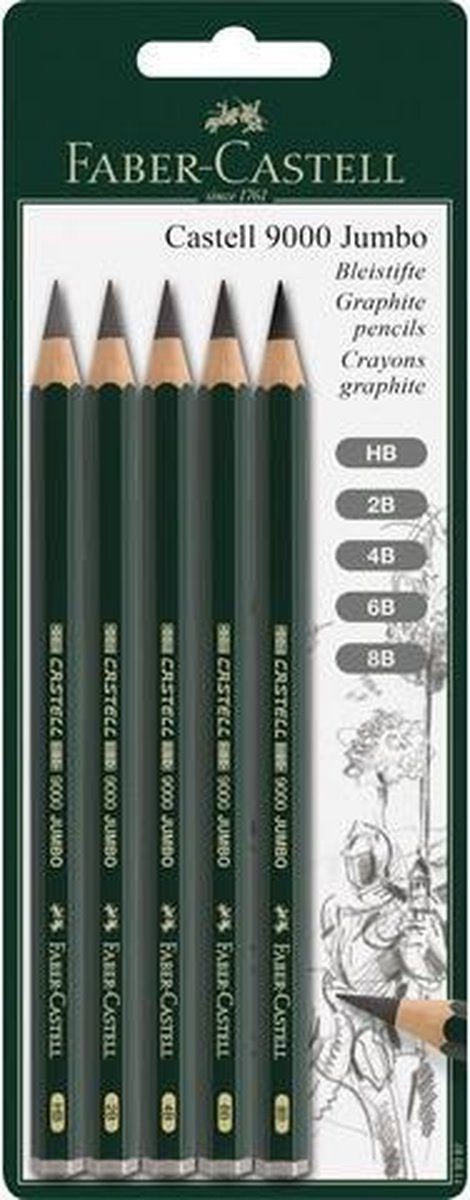 Faber-Castell Graphitstifte-Set – Serie 9000 Jumbo – Set mit 5 Härtegraden – FC-119397