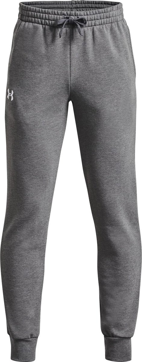 Under Armour UA Rival Fleece Joggers – Graue Jungen-Sporthose – Castlerock Light Heather – Weiß