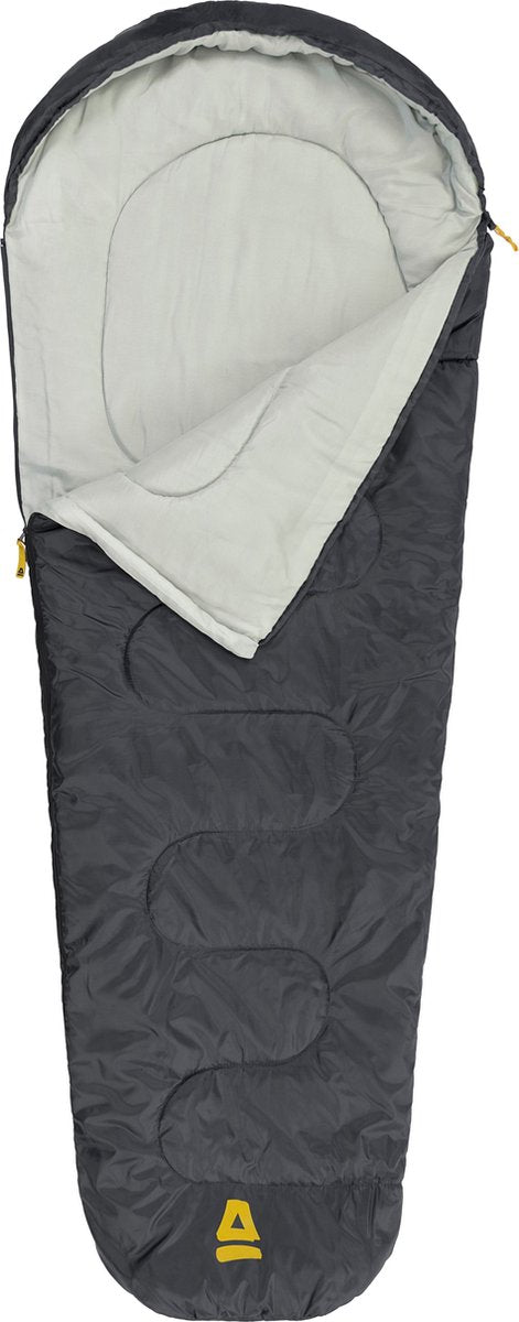 Abbey Camp Schlafsack 3 Jahreszeiten – Mumienmodell – Grau – 220 x 80 50 cm – Zugkante und wasserabweisend