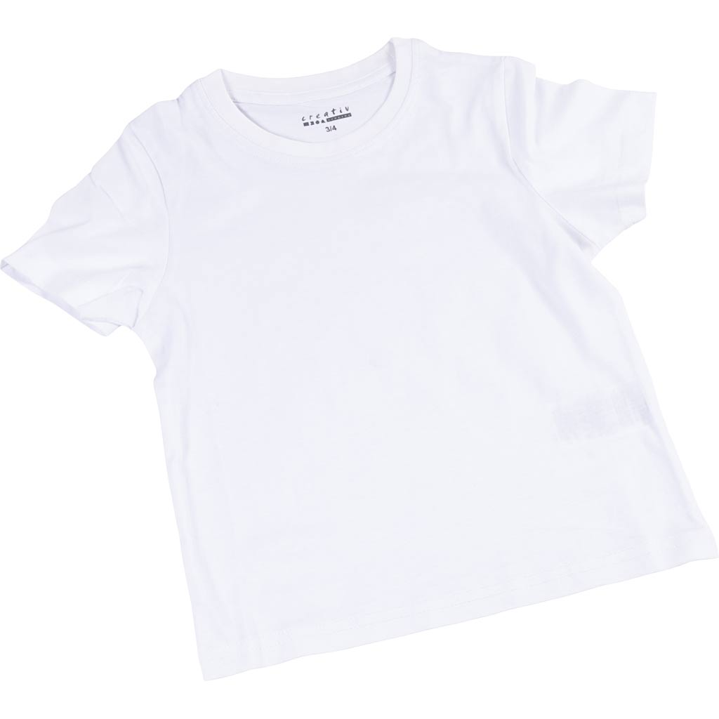 T-Shirt weiß mit runden Halsbaumwolle, 3-4 Jahre alt