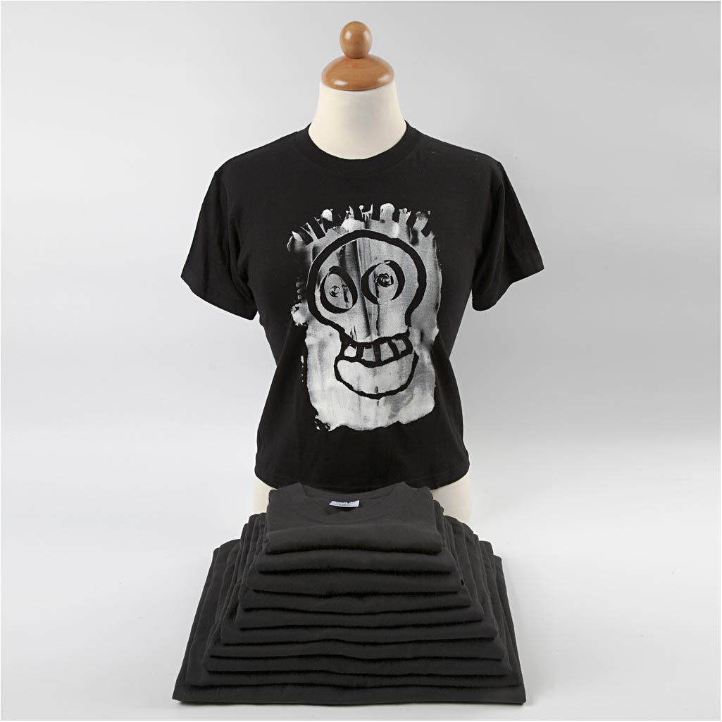 Creativ Firmen-T-Shirts, B: 32 cm, Größe 3-4 Jahre, Rundhals, 145 g, Schwarz, 1 Stück