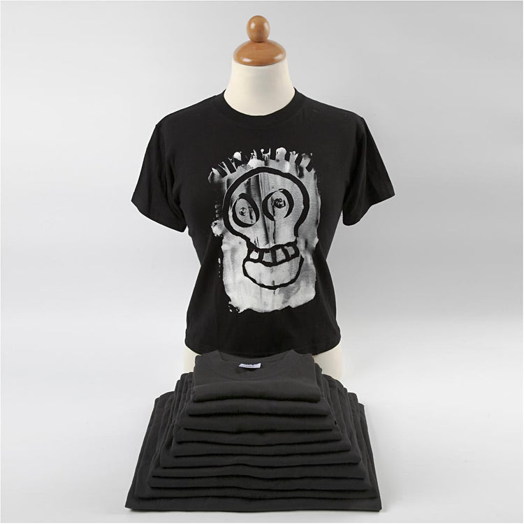 Creativ Firmen-T-Shirts, B: 32 cm, Größe 3-4 Jahre, Rundhals, 145 g, Schwarz, 1 Stück