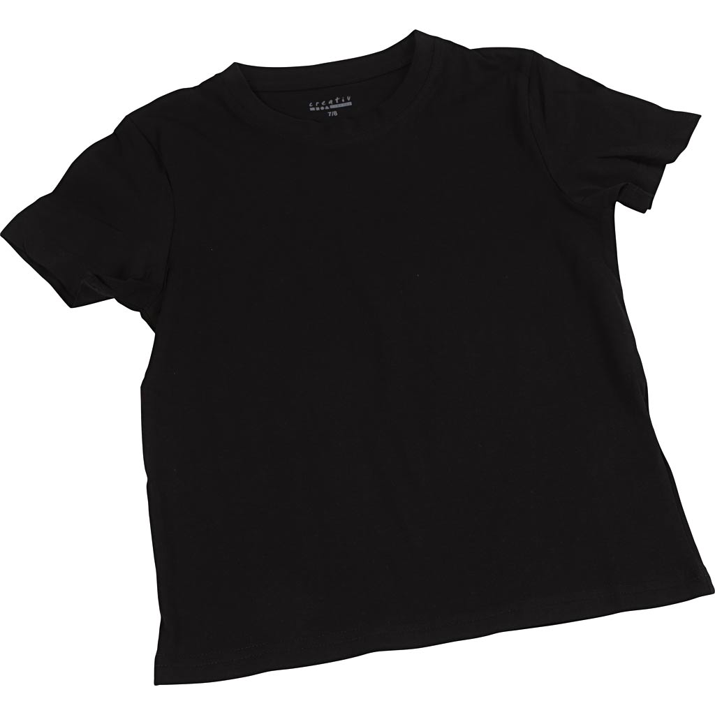 Creativ Firmen-T-Shirts, B: 40 cm, Größe 7-8 Jahre, Rundhalsausschnitt, 145 g, Schwarz, 1 Stück