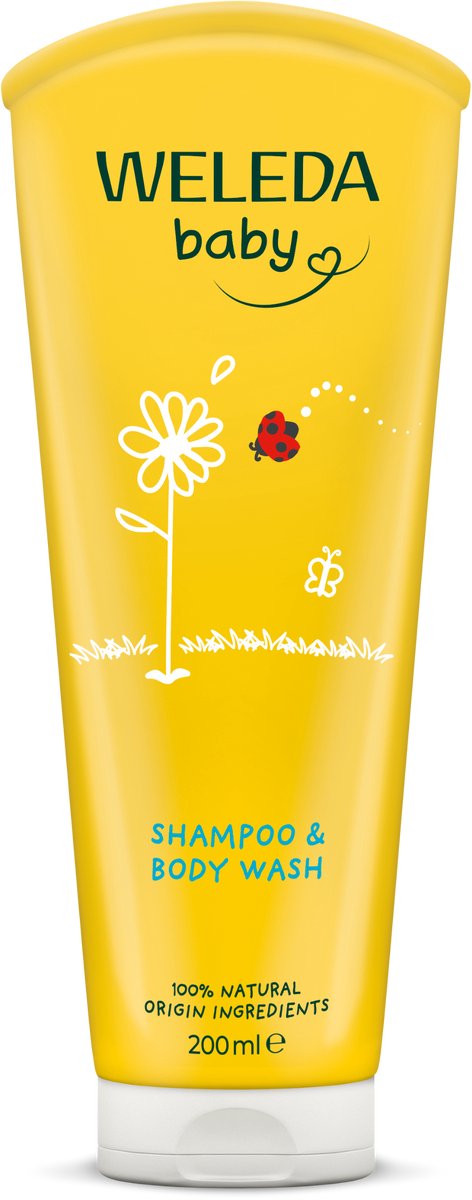 Weleda Baby-Shampoo-Duschcreme – Ringelblume – milde Reinigung verhindert Austrocknung – 100 % natürliche Inhaltsstoffe – 200 ml