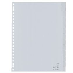 Tabs Kangaro G412FM PP A4 120 Mikron grau 12-teilig 23-Loch-Fenster bedruckt