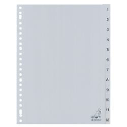 Tabs Kangaro PP PVC G412cm A4 120 Mikron grau 12-teilig 23-Loch bedruckt