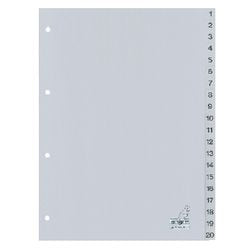 Tabs Kangaro G420C PP A4 120 Mikron grau 20 Teile 1-20 4-Loch bedruckt