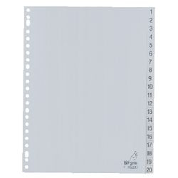 Tabs Kangaro G405cm PP A4 120 Mikron grau 20-teilig 1-20 23-Loch bedruckt