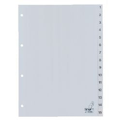 Tabs Kangaro G415C PP A4 120 Mikron grau 15-teilig 1-15 4-Loch bedruckt