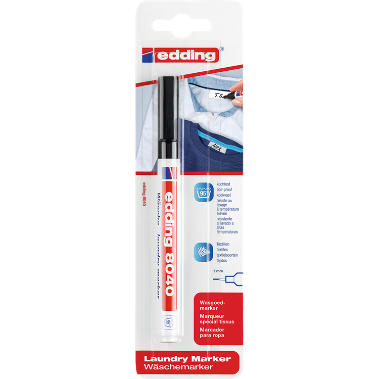 Edding 1024509 - e-8040 1 Wäschemarker schwarz | 5 Stück