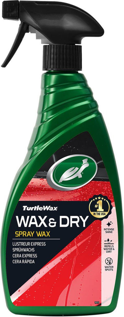 Turtle Wax Green Line Wax Dry – Wachsen, während das Auto trocknet – zeitsparend – bietet tiefen Glanzschutz – 500 ml