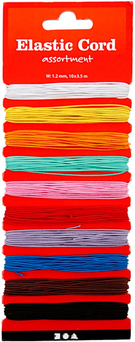 Creativ Company Gummiband 10 Farben auf 3,5m | 10 Stück