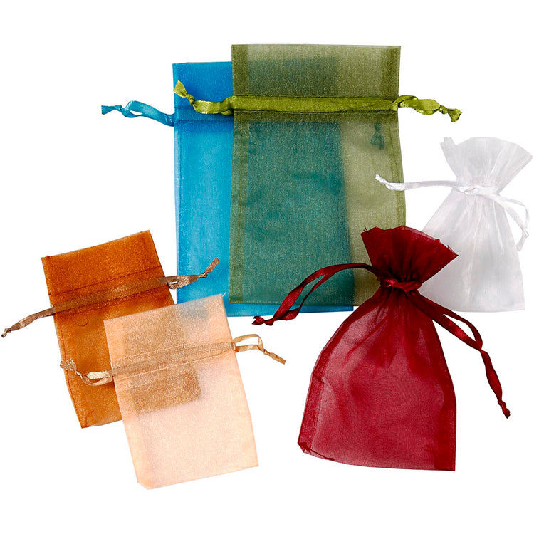 Creativ Company Organzasäckchen, Größe 7x10+10x15 cm, verschiedene Farben, 30 Stück 1 Box