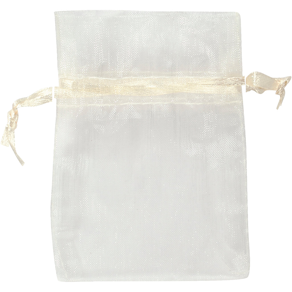 Creativ Company Organzabeutel, Größe 7x10 cm, gebrochenes Weiß, 10 Stück 1 Box