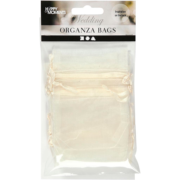 Creativ Company Organzabeutel, Größe 7x10 cm, gebrochenes Weiß, 10 Stück 1 Box