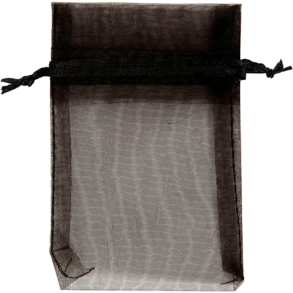 Creativ Company Organzasäckchen, Größe 7x10 cm, schwarz, 10 Stück, 1 Box