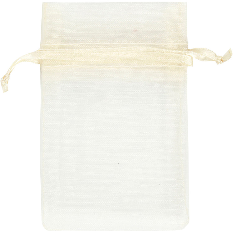 Creativ Company Organzabeutel, Größe 7x10 cm, gebrochenes Weiß, 10 Stück 1 Karton
