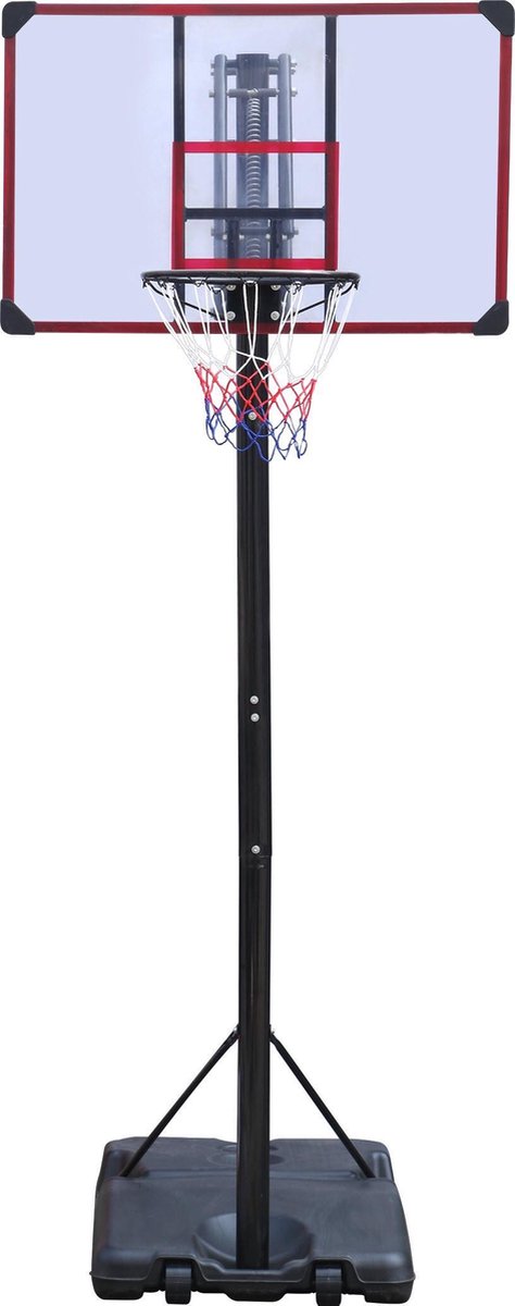 Engelhart Basketballständer verstellbar 270–305 cm – Basketballring ø 45 cm mit wetterfestem Netz – extra hoher Basketballpfosten –