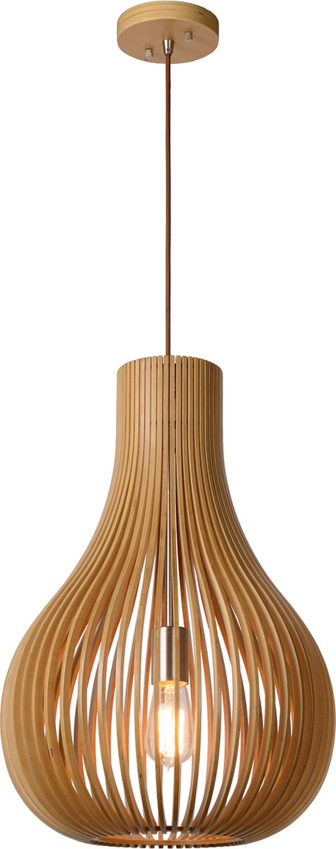 Lucide Bodo - Hängelampe - ø 38 cm - 1xE27 - helle Holzoptik - Japandi