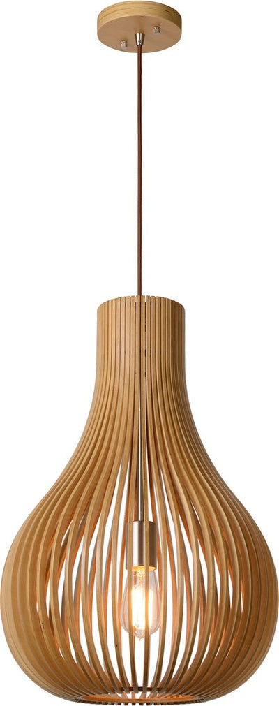 Lucide Bodo - Hängelampe - ø 38 cm - 1xE27 - helle Holzoptik - Japandi