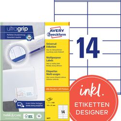 Universelle Etiketten Avery Zweckform 3477 105x41mm weiß