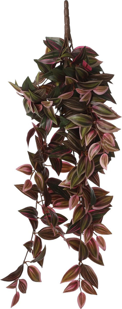 Glimmerdekorationen – künstliche Hängepflanze Tradescantia – L15 x B20 x H54 cm – Bordeaux