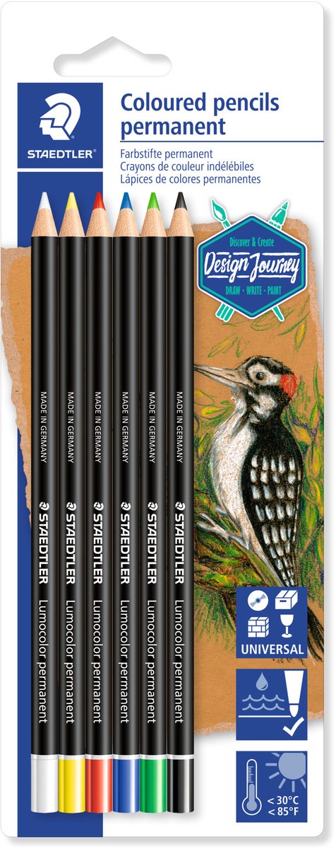 Staedtler Design Journey – Lumocolor permanentes Glasochrom – Set mit 6 Farben