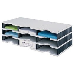 Sortierstation Styrodoc 723x331x223mm grau schwarz 3 Ebenen 9 Fächer