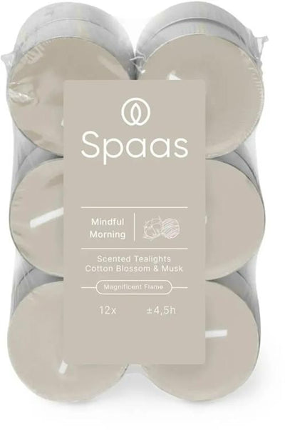 Spaas 1074082 – 12 duftende Teelichter – Achtsamer Morgen | 10 Stück