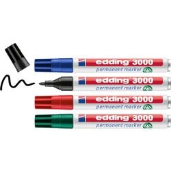 Permanentmarker 3000 edding 1,5-3 mm Rundspitze blau, schwarz, rot, grün 4 Stück