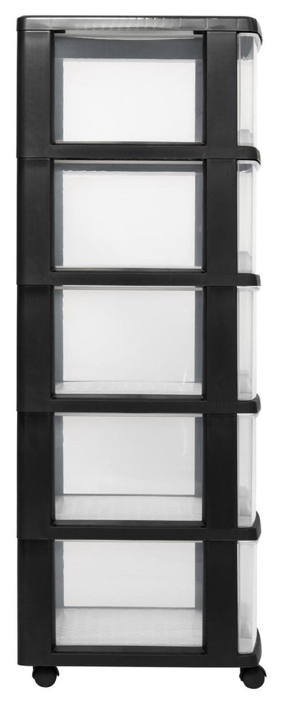Curver Essentials Schubladensystem – 5x20 Liter – schwarz transparent