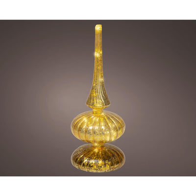 Lumineo Micro LED Tischplatte Glas ã˜9x23cm gold warmweiß