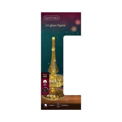 Lumineo Micro LED Tischplatte Glas ã˜9x23cm gold warmweiß