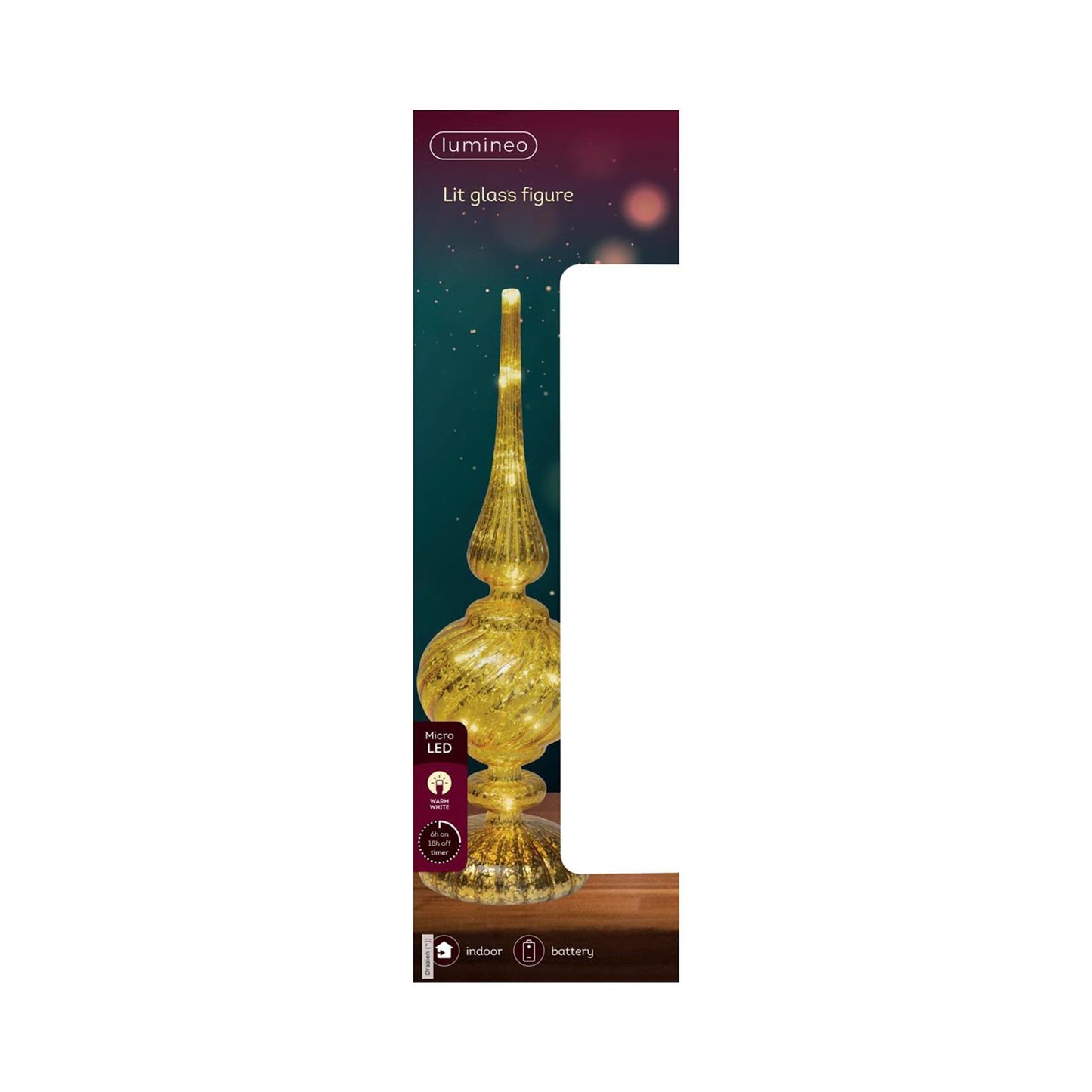 Lumineo Micro LED Tischplatte Glas ã˜9x30cm gold warmweiß