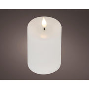 Lumineo realistische LED-Kerze mit Wachsdocht und Flammeneffekt ã˜7,5x13,5cm weiß mit 6-Stunden-Timer, batteriebetrieben - afbeelding 1