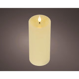 Lumineo realistische LED-Kerze mit Wachsdocht und Flammeneffekt, 7,5 x 20 cm, cremefarben, mit 6-Stunden-Timer, batteriebetrieben - afbeelding 1