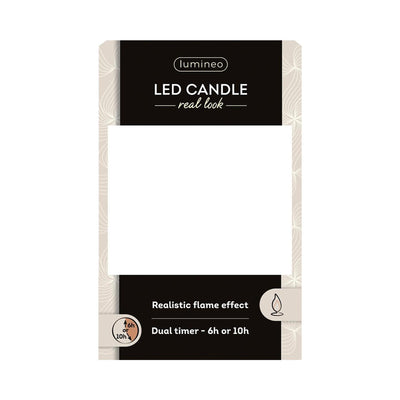 Lumineo realistische LED-Kerze mit Wachsdocht und Flammeneffekt ã˜7,5x9,5cm rot mit 6-Stunden-Timer, batteriebetrieben