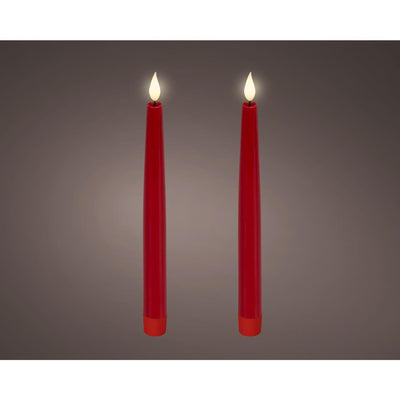 Lumineo realistische LED-Esstische mit Flammeneffekt, 2,2 x 24,5 cm, rot, mit 6-Stunden-Timer, batteriebetrieben – 2 Stück