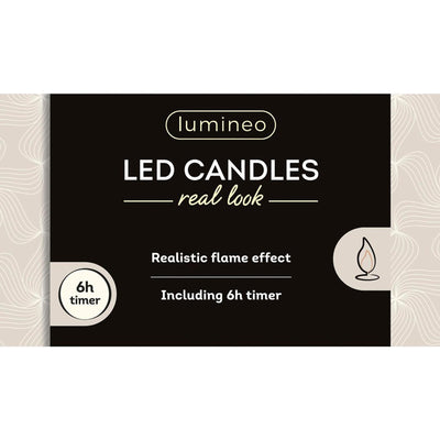 Lumineo realistische LED-Esstische mit Flammeneffekt, 2,2 x 24,5 cm, rot, mit 6-Stunden-Timer, batteriebetrieben – 2 Stück